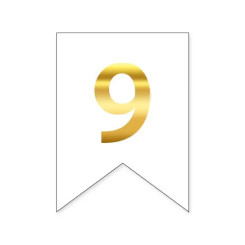 Цифра 9 на флажке 6*12 см для индивидуальных надписей Белый и золото