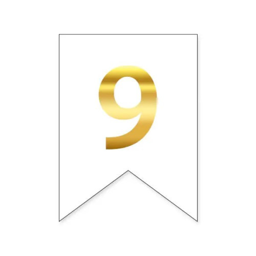 Цифра 9 на флажке 6*12 см для индивидуальных надписей Белый и золото