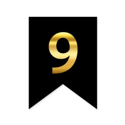 Цифра 9 на флажке 6*12 см для индивидуальных надписей Черный и золото 