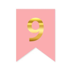 Цифра 9 на флажке 6*12 см для индивидуальных надписей Розовый и золото