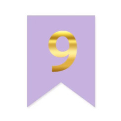 Цифра 9 на флажке 6*12 см для индивидуальных надписей Сирень и золото