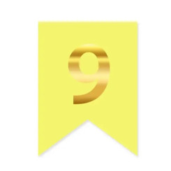 Цифра 9 на флажке 6*12 см для индивидуальных надписей Желтый и золото