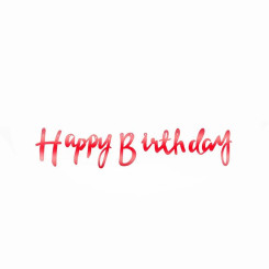 Надпись картонная Happy Birthday прописью Красный 1,5 метра