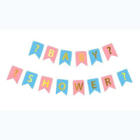 Надпись картонная на флажках 16 см Baby shower для гендер пати Розовый и голубой