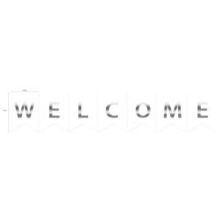 Набор больших флажков 23х16 см с надписью Welcome Белый с серебром