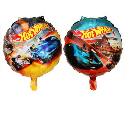 Шар фольгированный круглый 18" 45 см c рисунком Машинки Hot Wheels Разноцветный