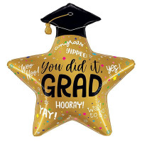Шар фольгированный фигурный 65х67 см Звезда на Выпуск Золото