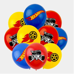 Шары латекс 12" 30 см с рисунком Hot Wheels Ассорти Упаковка 10 шт