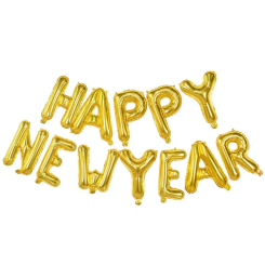 Куля фольгована напис надувний 40 см на Новий рік New Year Золото