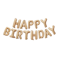Шар фольгированный надпись надувная 40 см Happy Birthday Бежевый