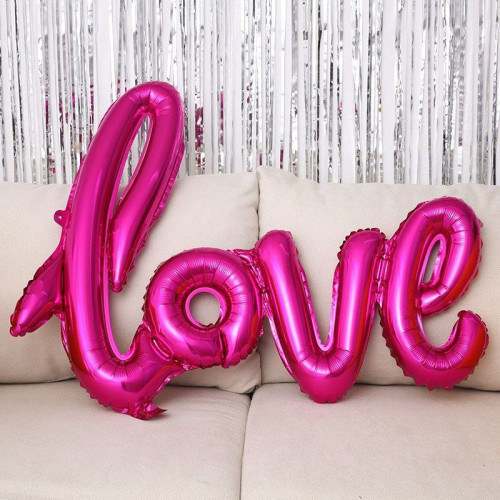 Шар фольгированный надпись надувная 108х64 см LOVE Фуксия Шар фольгированный надпись надувная 108х64 см LOVE Фуксия