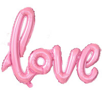 Шар фольгированный надпись надувная 50х34 см LOVE Розовый