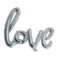 Шар фольгированный надпись надувная 50х34 см LOVE Серебро