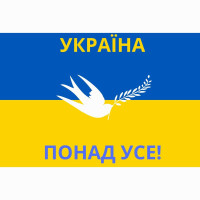 Баннер виниловый для фотозоны 120х80 см Украина прежде всего Сине желтый на украинском