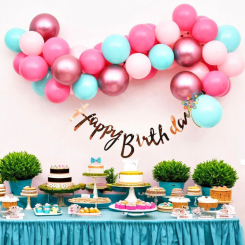 Набор 45 шаров для облачка букет с надписью Розовый и бирюза