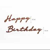 Надпись фетровая 6 см Happy Birthday прописью Коричневый длина 55 см