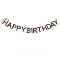 Надпись фетровая 12х9 см Happy Birthday Коричневый 3 метра