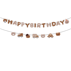 Надпись картонная 19х22 см и 12х13 см Happy Birthday Мишки Коричневый
