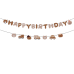 Надпись картонная 19х22 см и 12х13 см Happy Birthday Мишки Коричневый