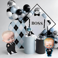 Набор 80 шаров для арки фотозони Офис Беби Босса Baby Boss с дабл стафф Белый и голубой