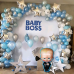 Набор 160 шаров для арки фотозони Беби Босс Совещание в подгузниках Baby Boss Голубой и серебро