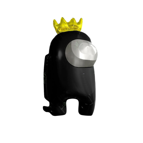Шар фольгированный фигурный Амонг ас Among us с короной 68х46 см Черный Шар фольгированный фигурный Амонг ас Among us с короной 68х46 см Черный