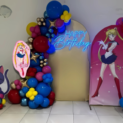 Набор 75 шаров для арки фотозоны Сейлор Мун под защитой Луны Sailor Moon Синий и гранат