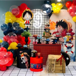 Набор 105 шаров для арки фотозоны с баблс Луффи король пиратов One Piece Красный и сапфир