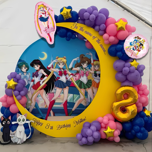 Набор 145 шаров для арки фотозоны с цифрой Сейлор Мун Принцесса Селерити Sailor Moon Фиолетовый и розовый Набор 145 шаров для арки фотозоны с цифрой Сейлор Мун Принцесса Селерити Sailor Moon Фиолетовый и розовый