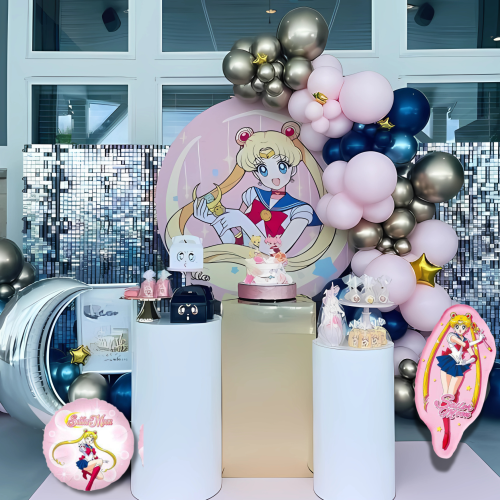 Набор 75 шаров для арки фотозоны Сейлор Мун Сила тиары Sailor Moon Розовый и шампань