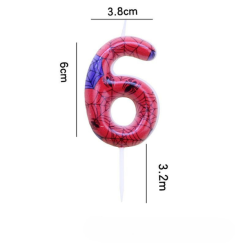 Свеча в торт 6 см Цифра 6 Человек Паук Красный и синий