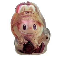 Шар фольгированный фигурный 65x48 см Labubu Лабубу зимний с чашкой Разноцветный