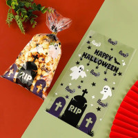 Пакеты для сладостей 16х25 см на Хэллоуин Happy Halloween Упаковка 10 штук Прозрачный