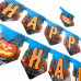 Надпись картонная на Хэллоуин с тыквами Happy halloween Оранжевый и голубой