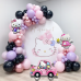 Набор 90 шаров для арки фотозоны Hello Kitty Сладкая вечеринка Китти с фольгированной машинкой на колесах Китти Розовый и сирень