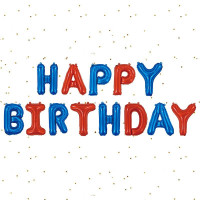 Шар фольгированный надпись надувная 40 см Happy Birthday Синий и красный
