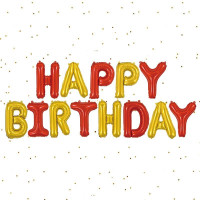 Шар фольгированный надпись надувная 40 см Happy Birthday Красный и золото