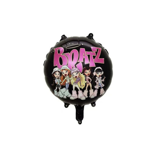 Шар фольгированный круглый 18" 45 см с рисунком Куклы Братц Bratz Чёрный Шар фольгированный круглый 18" 45 см с рисунком Куклы Братц Bratz Чёрный