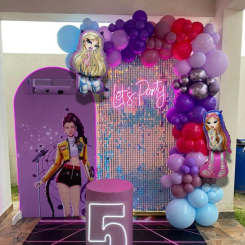 Набор 90 шаров для арки фотозоны Куклы Братц Bratz Подиумная лихорадка Красный и фиолетовый