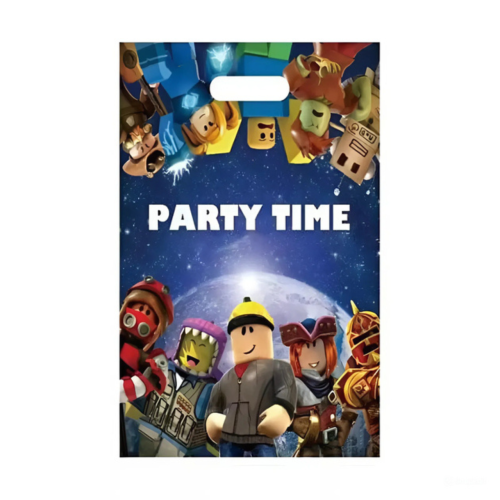 Пакеты для сладостей 16х25 см Роблокс Roblox Упаковка 10 штук Тёмно синий