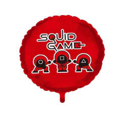 Шар фольгированный круглый 18" 45 см с рисунком Игра в кальмара Squid Game Красный