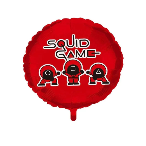 Шар фольгированный круглый 18" 45 см с рисунком Игра в кальмара Squid Game Красный