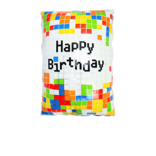 Шар фольгированный фигурный 41×63 см Лего Happy Birthday Разноцветный