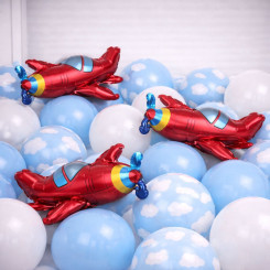 Набор 25 шариков Авиа приключение Голубой и белый