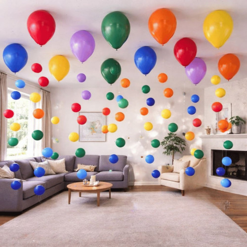 Набір 65 кульок під стелю з ланцюжками Феєрія барв Різнокольоровий