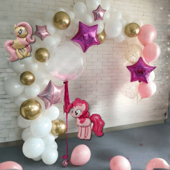 Набор 75 шариков для арки фотозоны Мой маленький пони My Little Pony Искры радости с баблс Белый и розовый