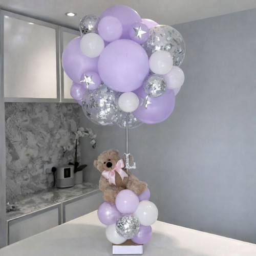 Набор 50 шариков с телескопической стойкой Нежное цветение Сиреневый и белый Набор 50 шариков с телескопической стойкой Нежное цветение Сиреневый и белый