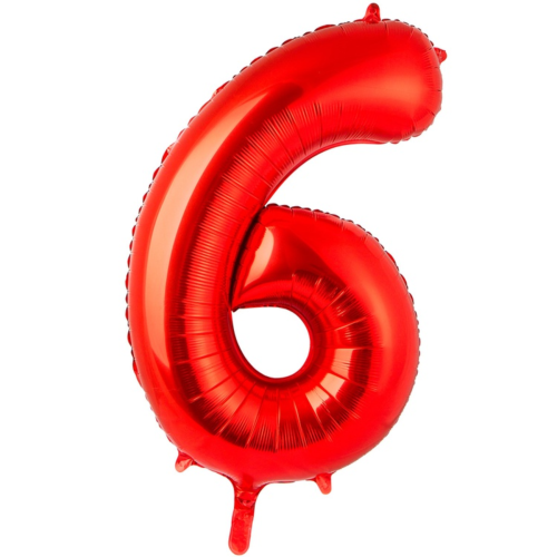 Шар фольгированный фигурный Fungram Цифра 6 32" 80 см Металлик красный