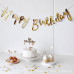Надпись картонная Happy Birthday прописью Золото 1,5 метра