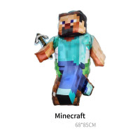Шар фольгированный фигурный 85х68 см Стив Майнкрафт пиксель Синий